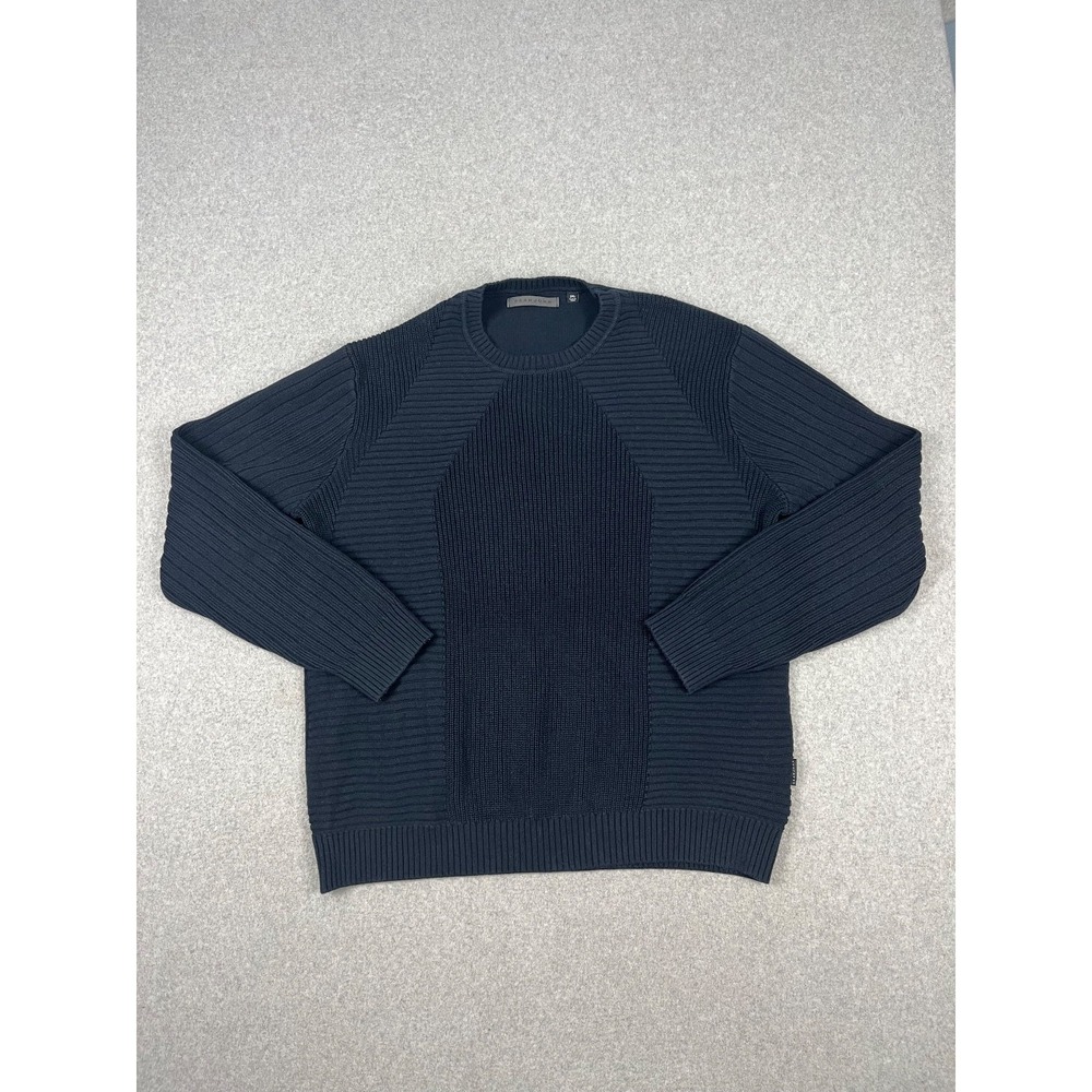 Sean John Sweater‎ Mens 2XL Navy Medium Cable Knit Fisherman Crew Neck Pullover